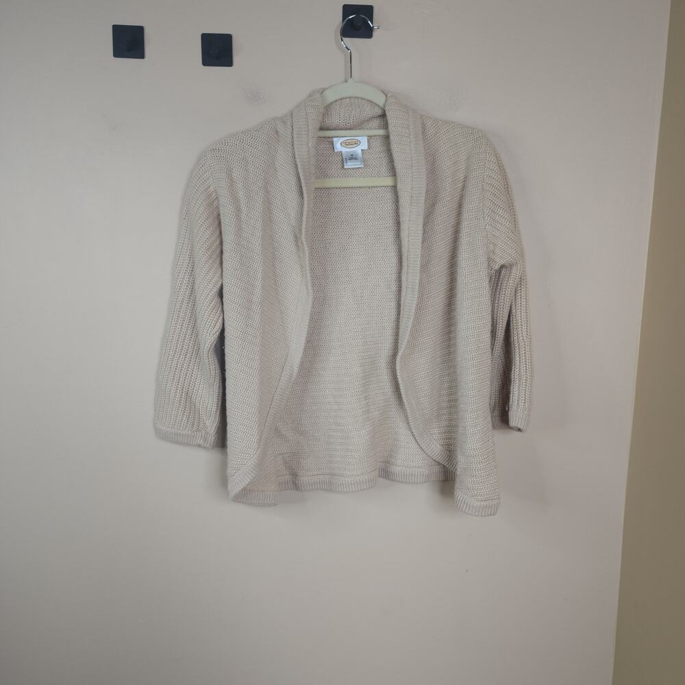 Vintage Talbots Open Front Cropped Cardigan in Tan Size M Cashmere/Silk